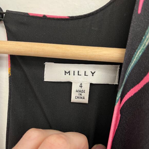 Milly Atalie Floral Print Pegged V-Neck Short Sleeve Tailored Mini Dress Size 4 - Picture 8 of 15